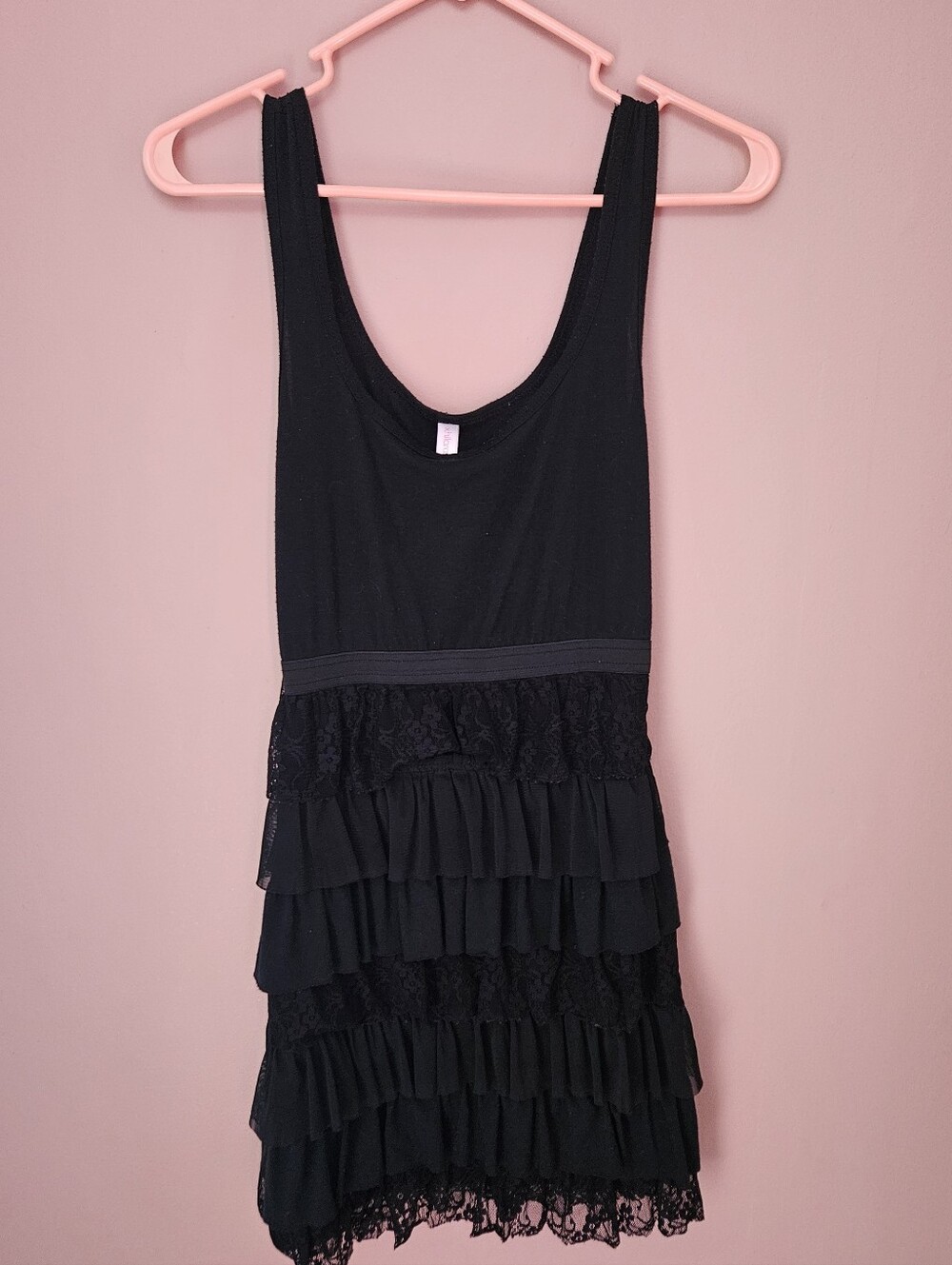 Xhilaration Black Lace Tiered Ruffle Tulle Ballet Mini Dress Small
